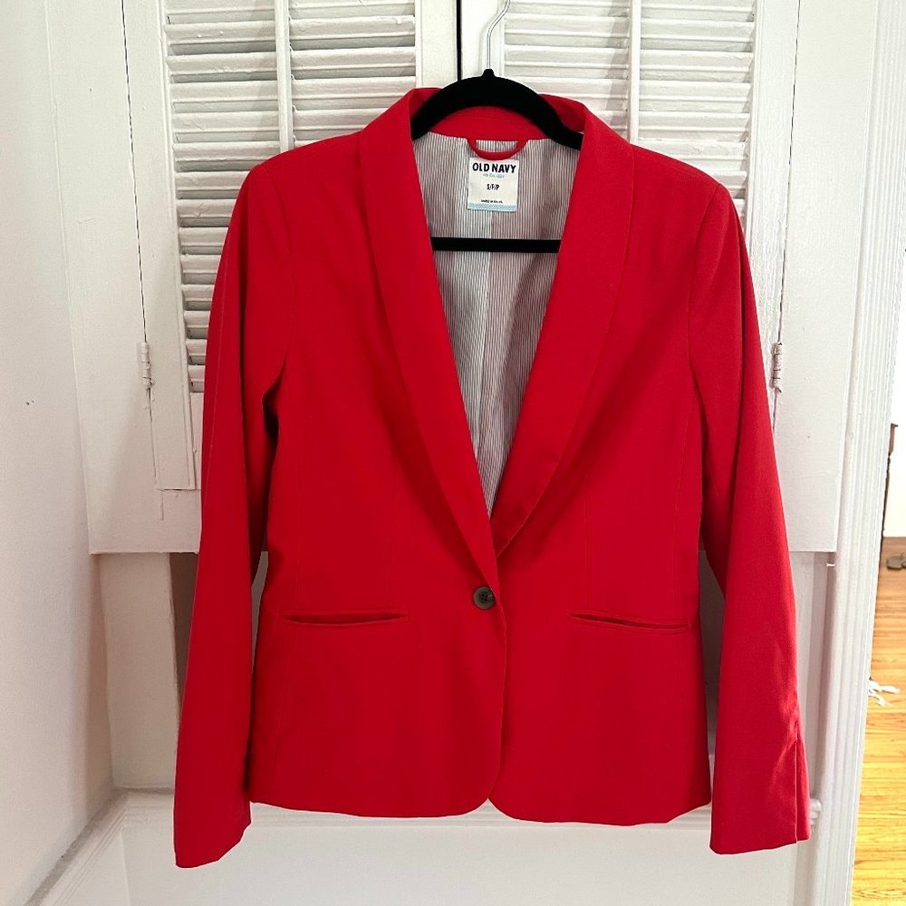 OLD NAVY One Button Red Blazer with Pockets, Size Small